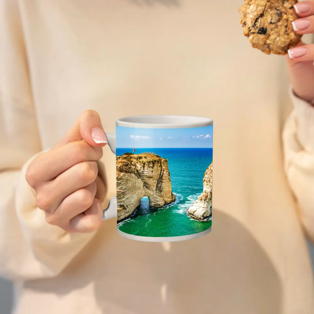 Raouche Rocks Beirut Blue Mediterranean Sea – Mugs