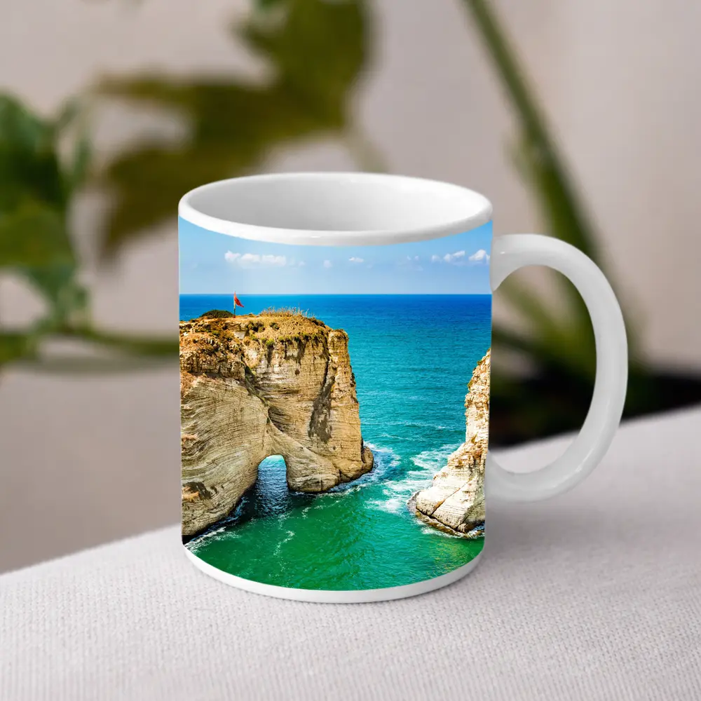 Raouche Rocks Beirut Blue Mediterranean Sea – Mugs