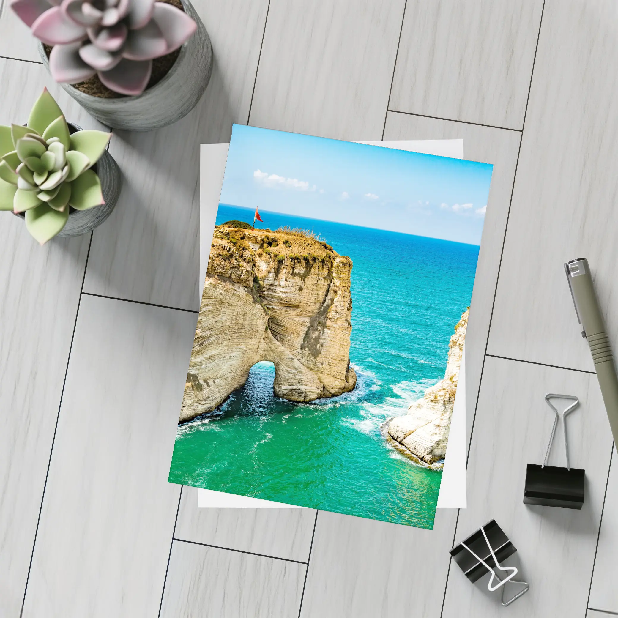 Raouche Rocks Beirut Blue Mediterranean Sea – Postcards