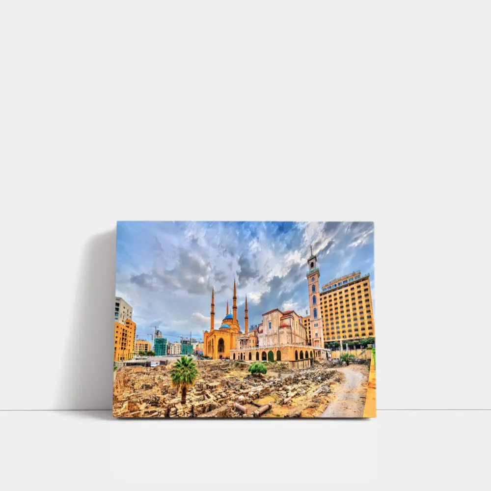 Beirut Lebanon Ancient Ruins Mosque Cityscape – Wall Art