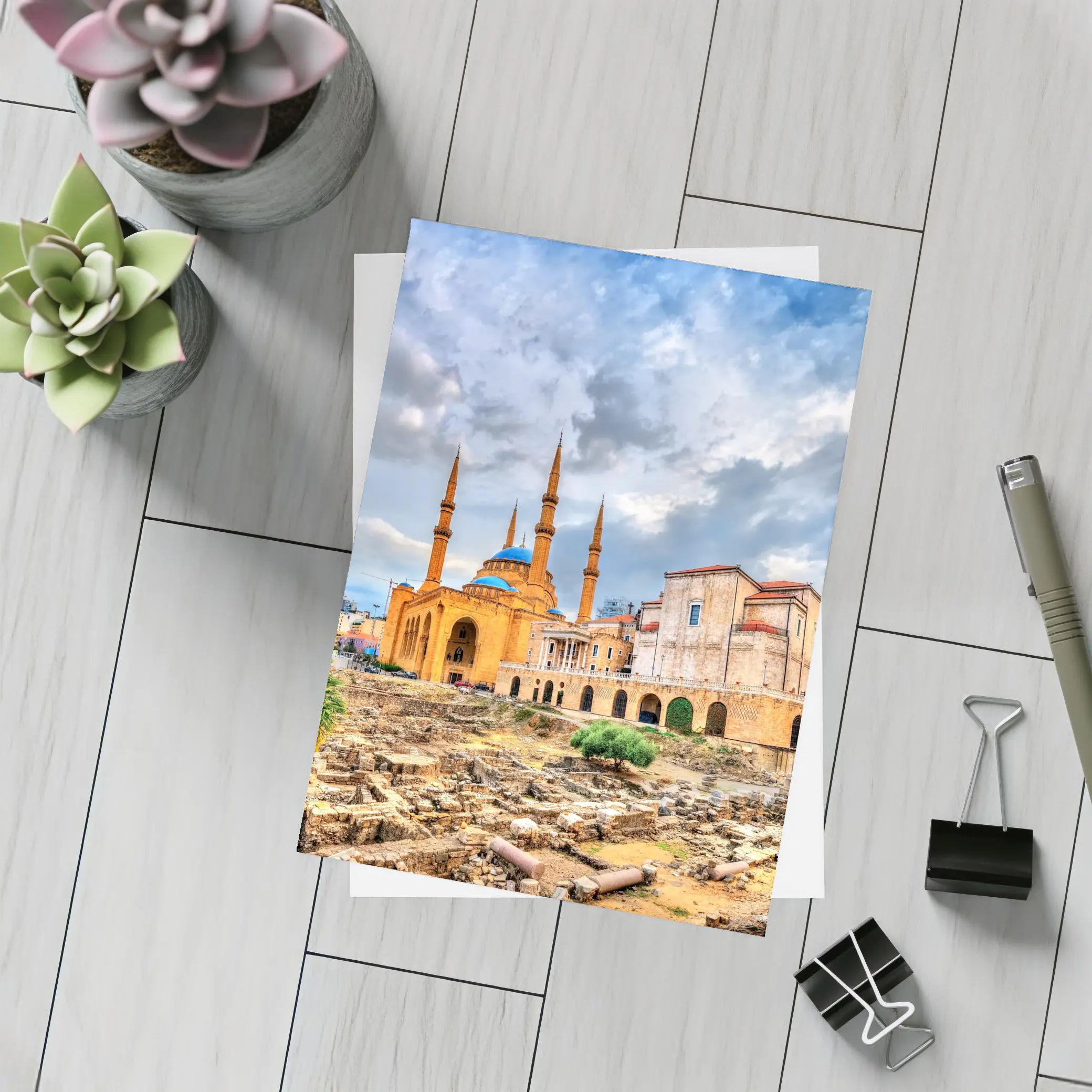 Beirut Lebanon Ancient Ruins Mosque Cityscape – Postcards