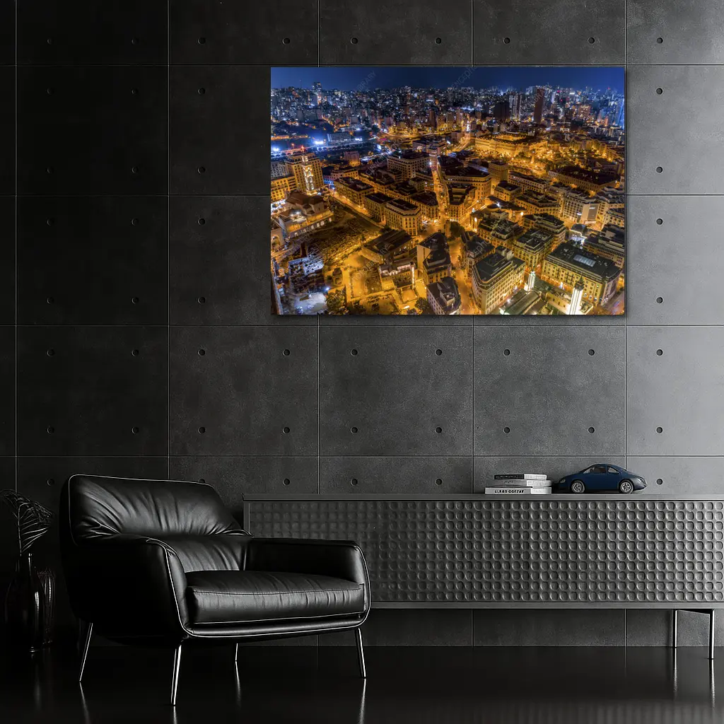 Beirut Lebanon City Aerial Night View – Wall Art
