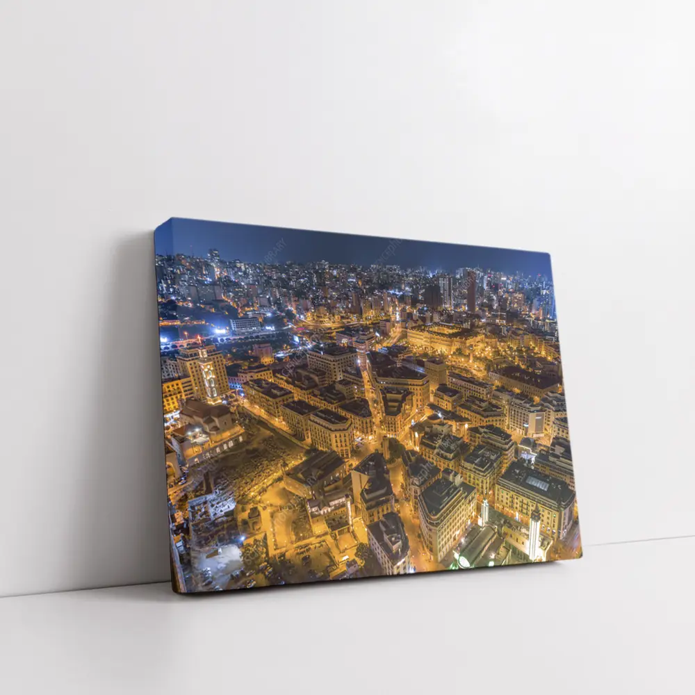 Beirut Lebanon City Aerial Night View – Wall Art