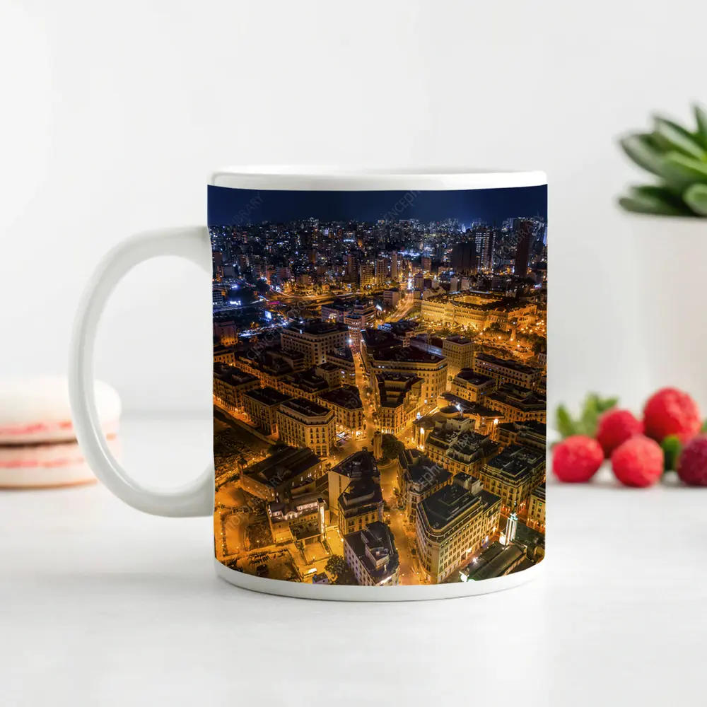 Beirut Lebanon City Aerial Night View – Mugs