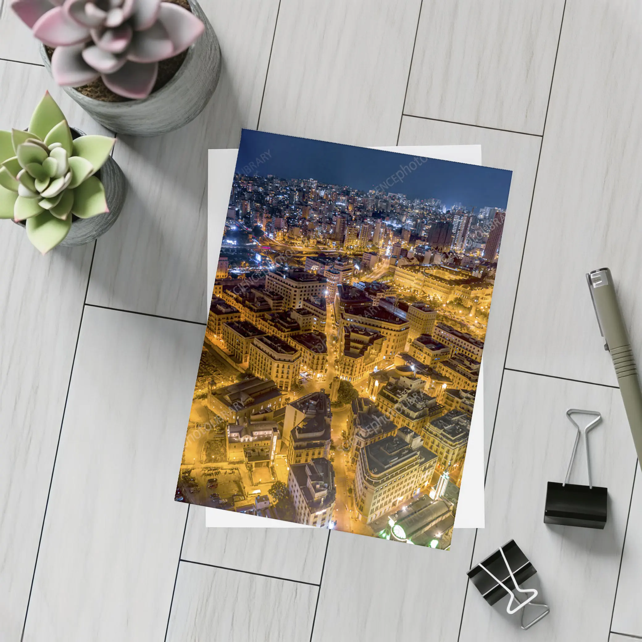 Beirut Lebanon City Aerial Night View – Postcards
