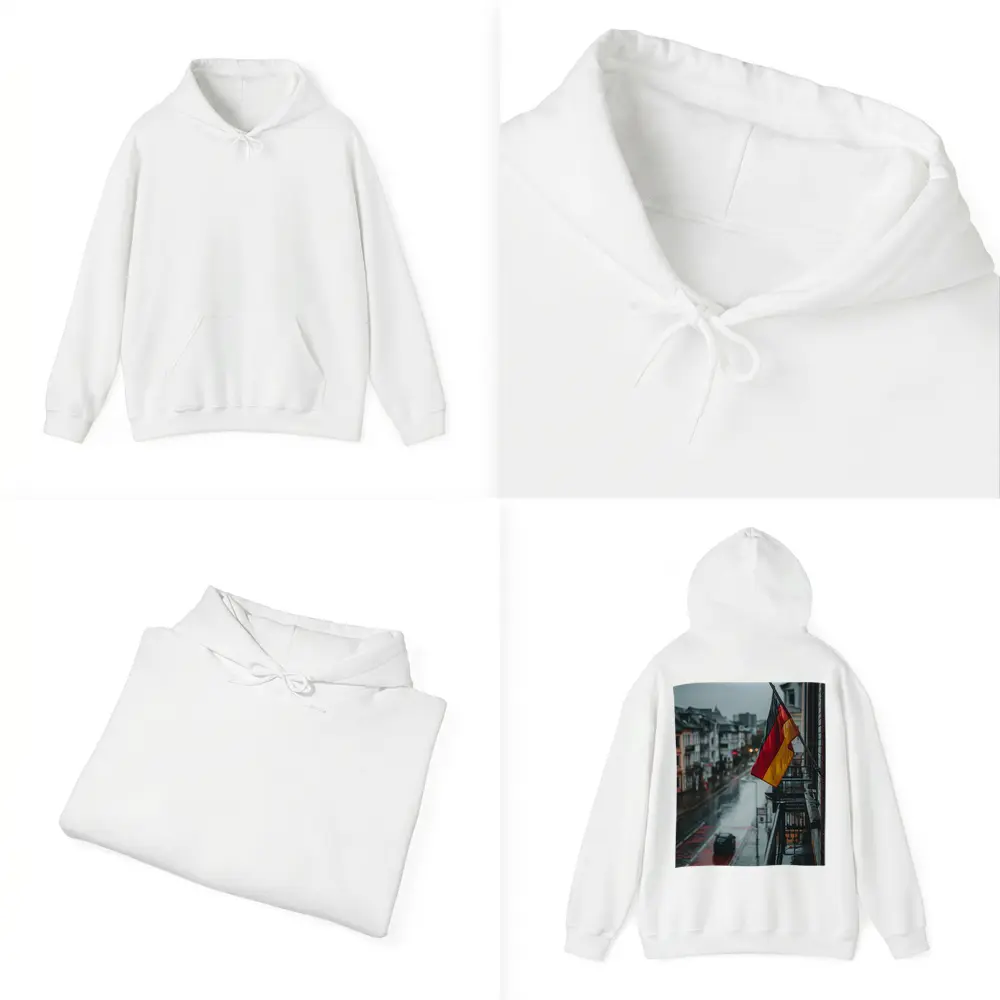 German Flag Rainy Street City Scene – Hoodies