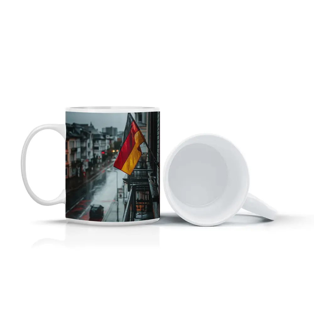German Flag Rainy Street City Scene – Mugs
