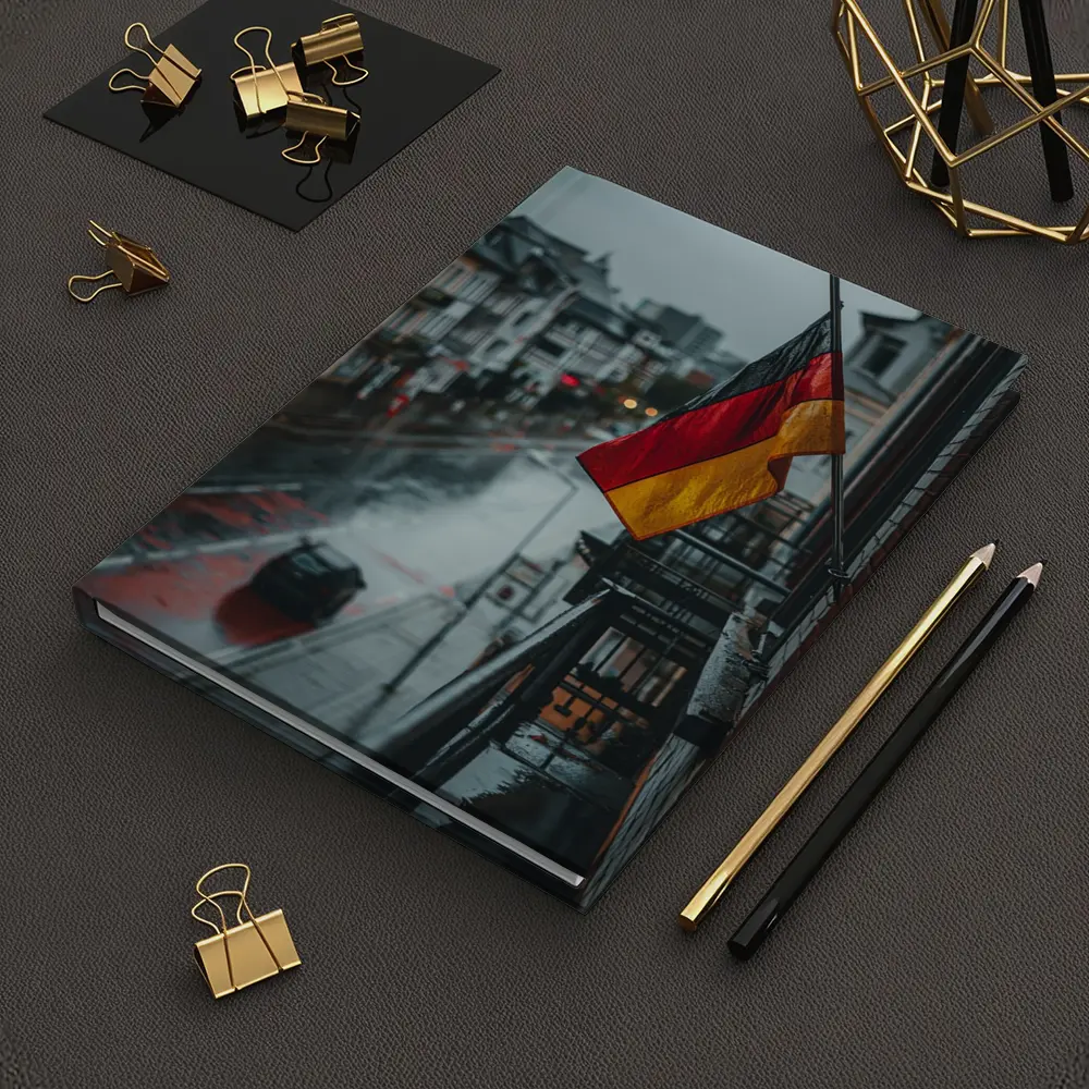 German Flag Rainy Street City Scene – Notebooks