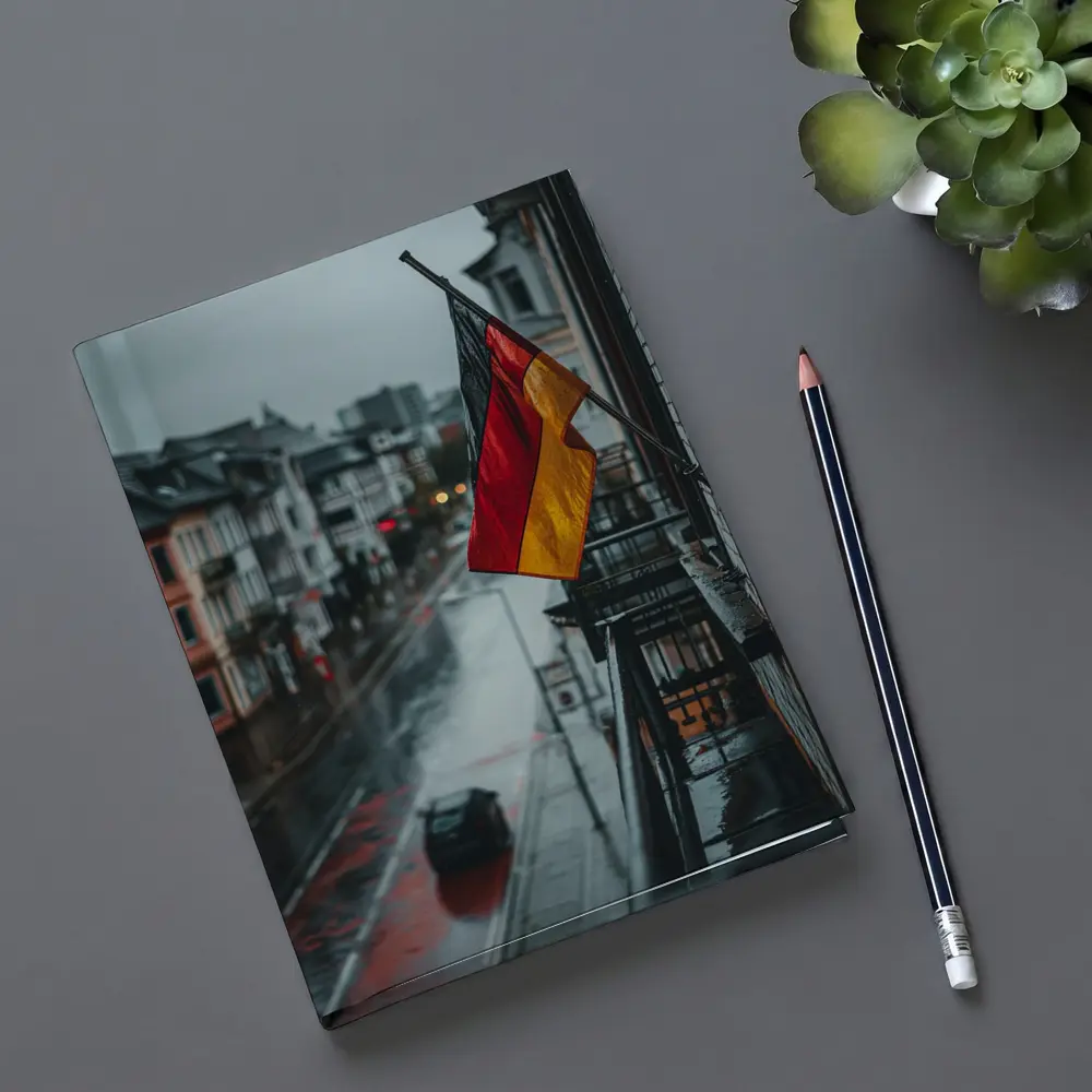 German Flag Rainy Street City Scene – Notebooks