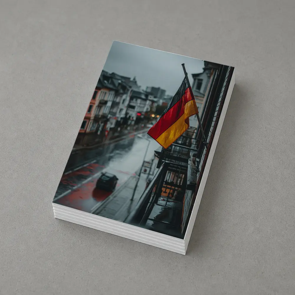 German Flag Rainy Street City Scene – Postcards