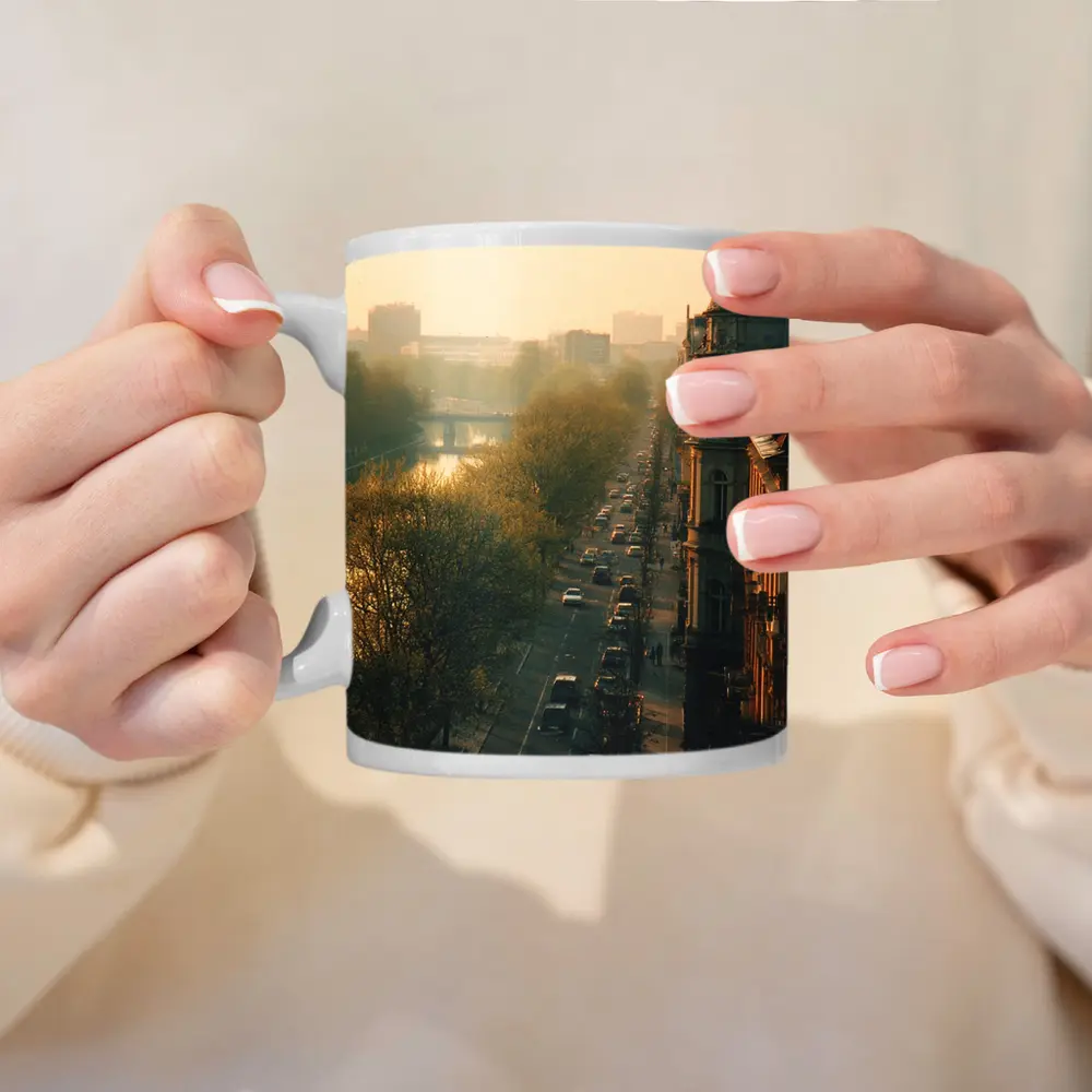 Berlin Boulevard Misty Morning Golden Light – Mugs
