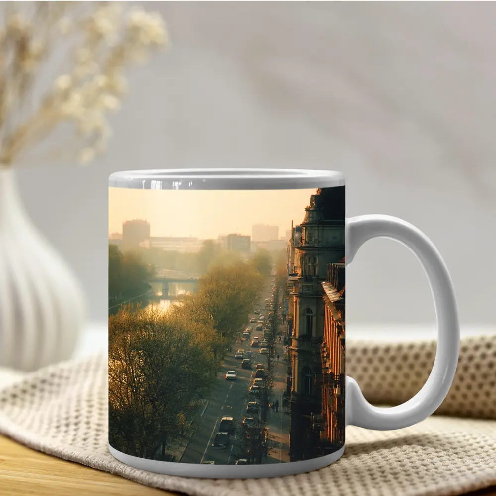 Berlin Boulevard Misty Morning Golden Light – Mugs
