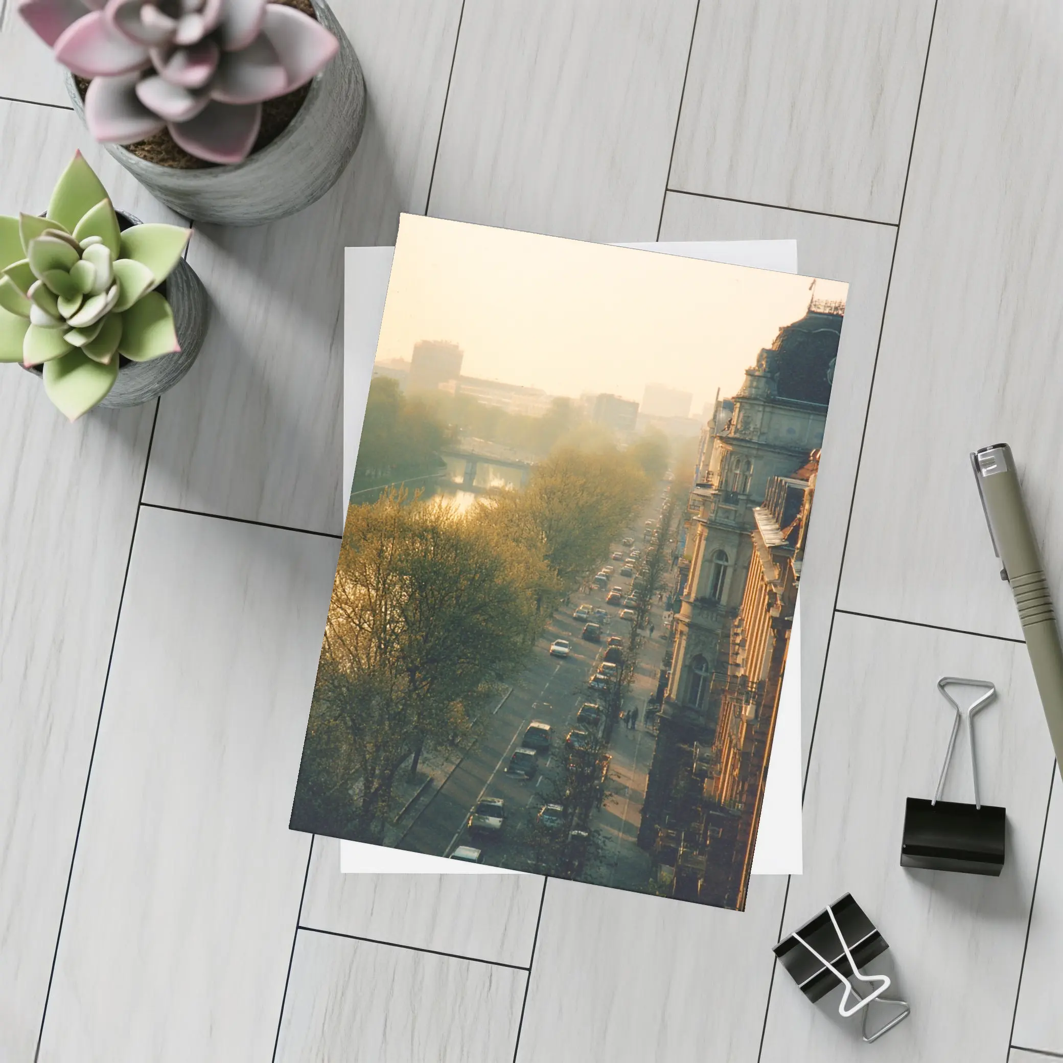 Berlin Boulevard Misty Morning Golden Light – Postcards