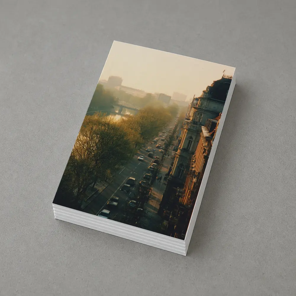 Berlin Boulevard Misty Morning Golden Light – Postcards