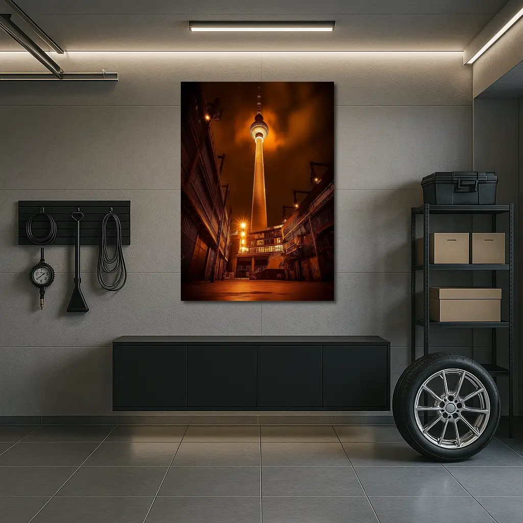 Berlin TV Tower Glowing Night Urban Scene – Wall Art
