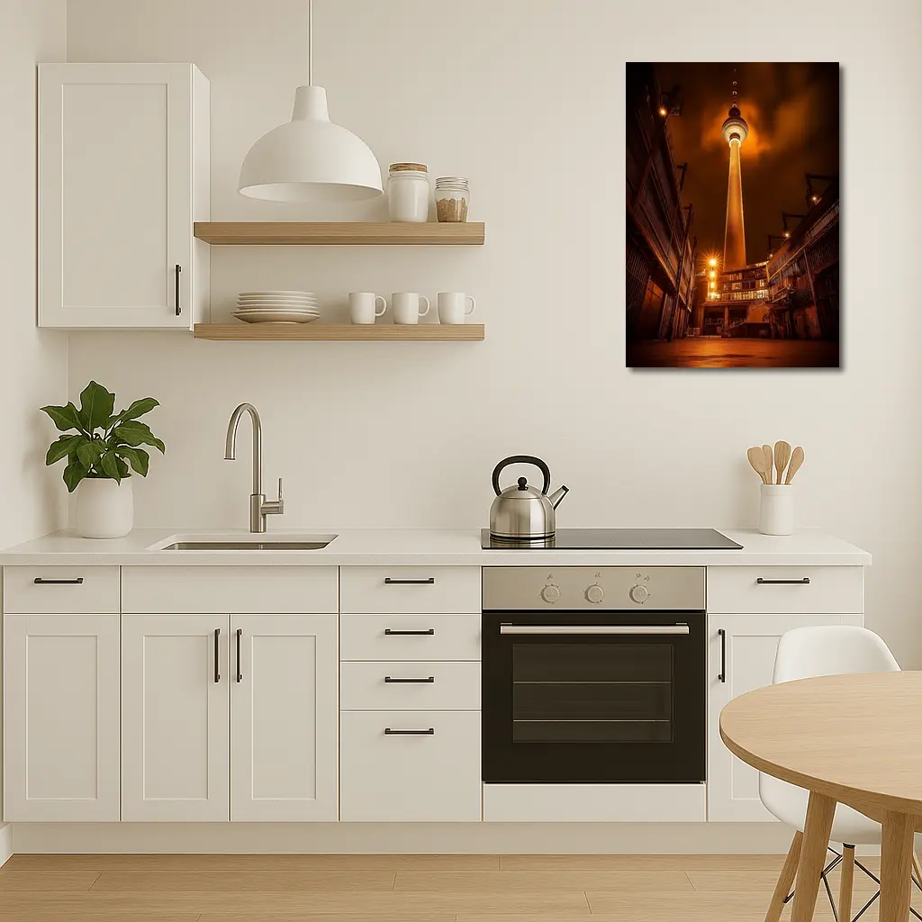Berlin TV Tower Glowing Night Urban Scene – Wall Art