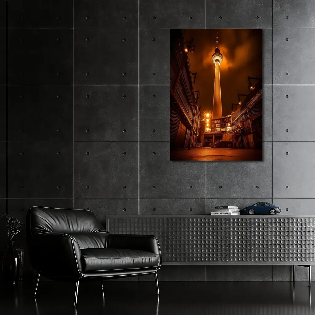 Berlin TV Tower Glowing Night Urban Scene – Wall Art