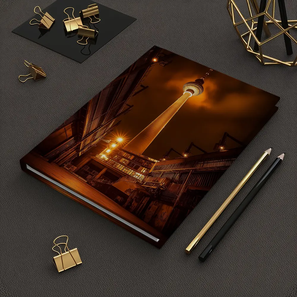 Berlin TV Tower Glowing Night Urban Scene – Notebooks