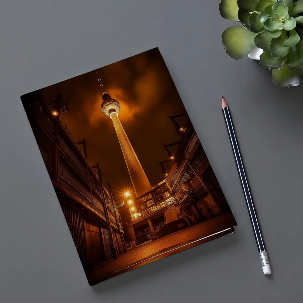 Berlin TV Tower Glowing Night Urban Scene – Notebooks