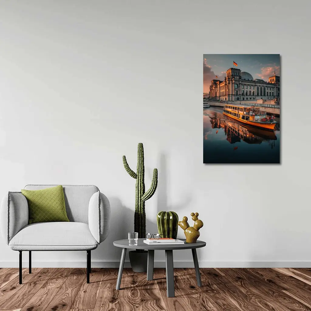 Reichstag Building Berlin River Sunset View – Wall Art