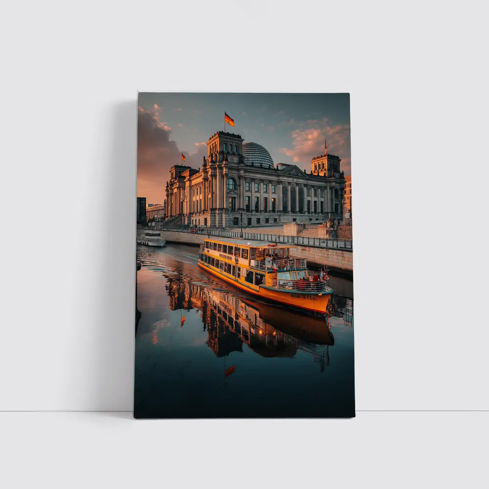 Reichstag Building Berlin River Sunset View – Wall Art
