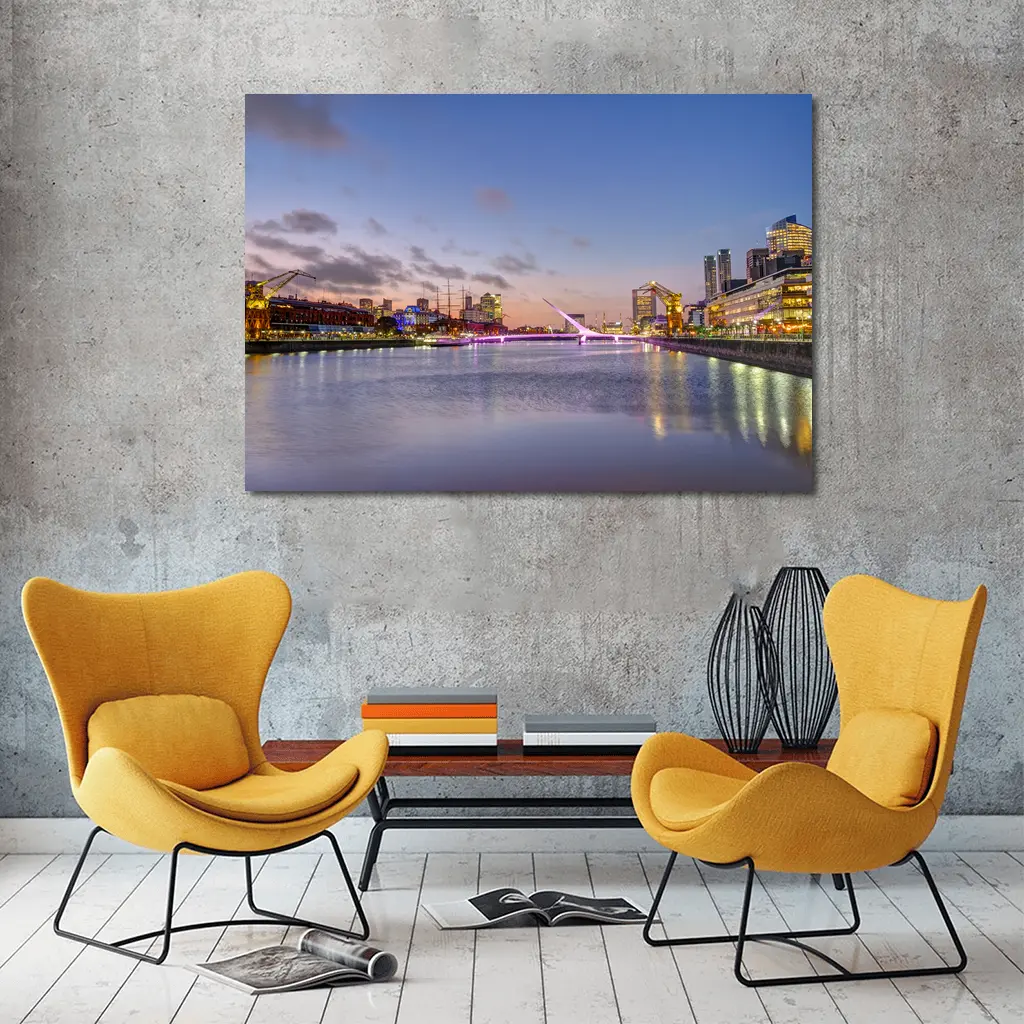 Puerto Madero Bridge Buenos Aires Sunset Skyline – Wall Art