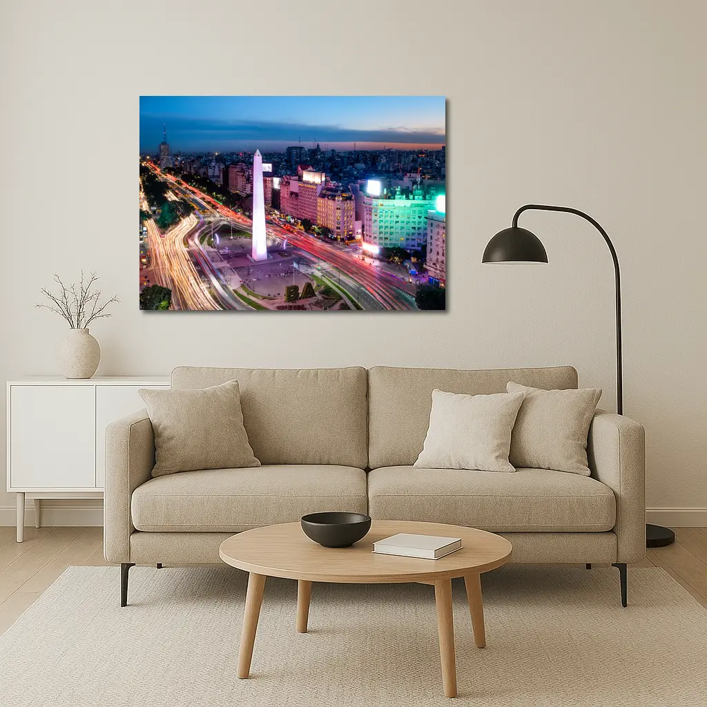 Buenos Aires Obelisk City Night Aerial View – Wall Art