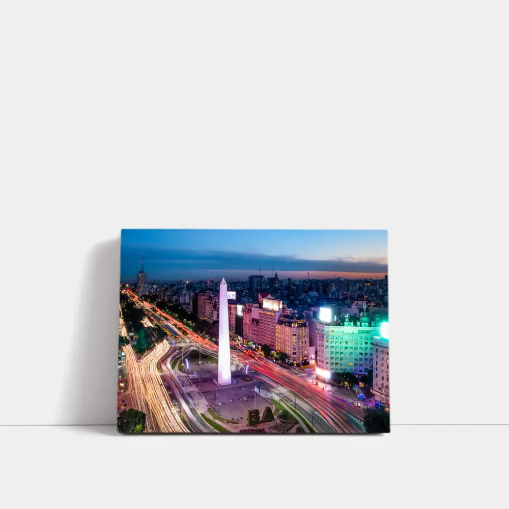 Buenos Aires Obelisk City Night Aerial View – Wall Art