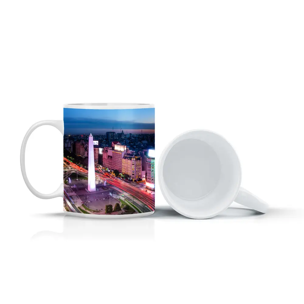 Buenos Aires Obelisk City Night Aerial View – Mugs