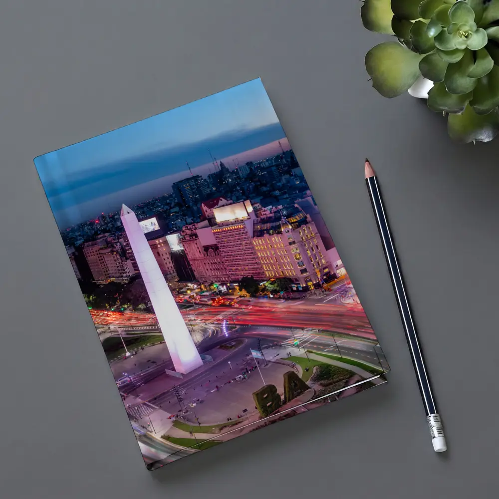Buenos Aires Obelisk City Night Aerial View – Notebooks