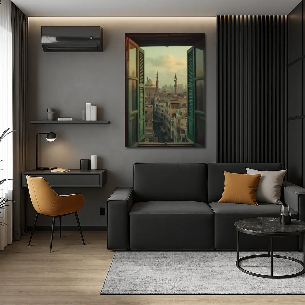 Cairo Mosque Skyline View Through Window – Wall Art