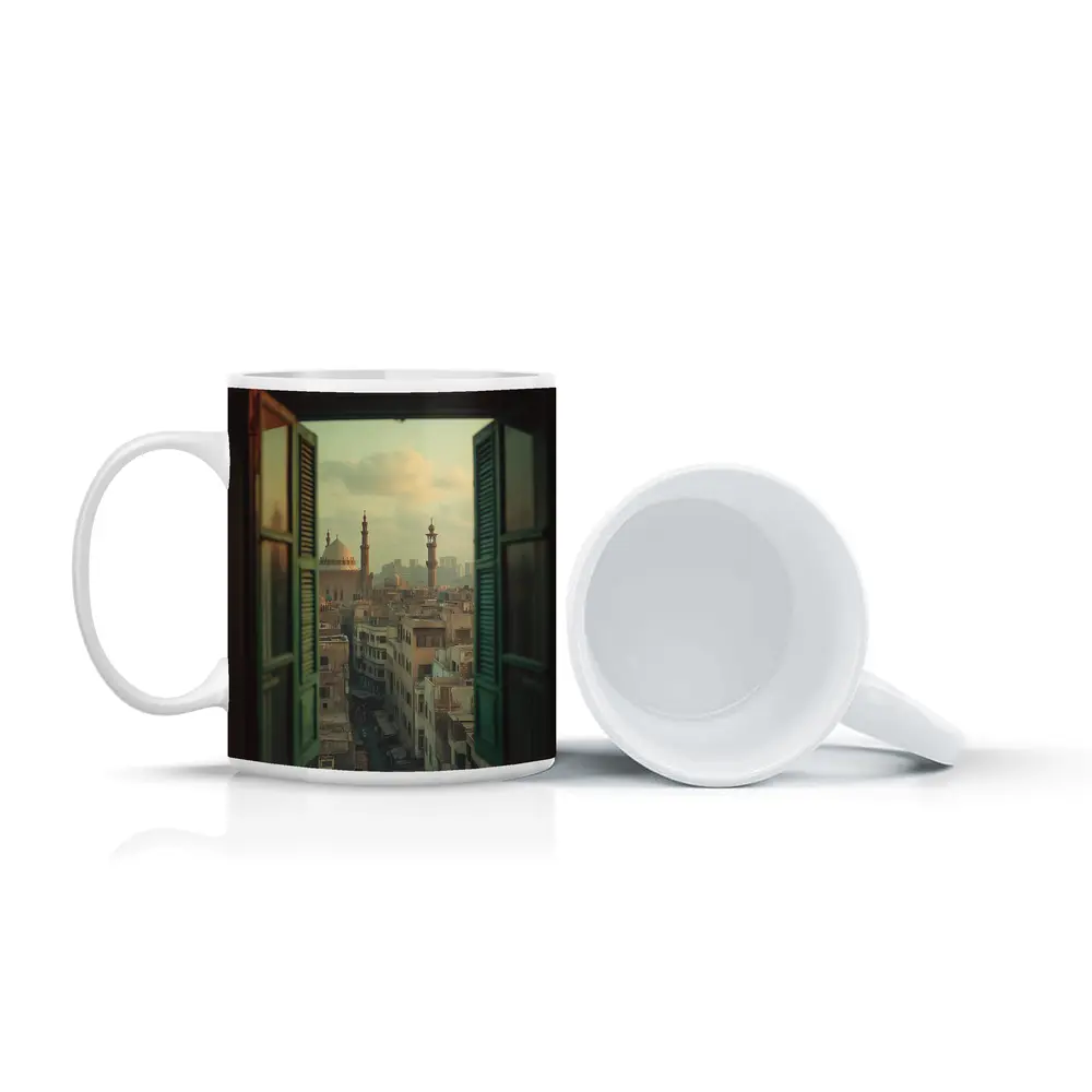 Cairo Mosque Skyline View Through Window – Mugs