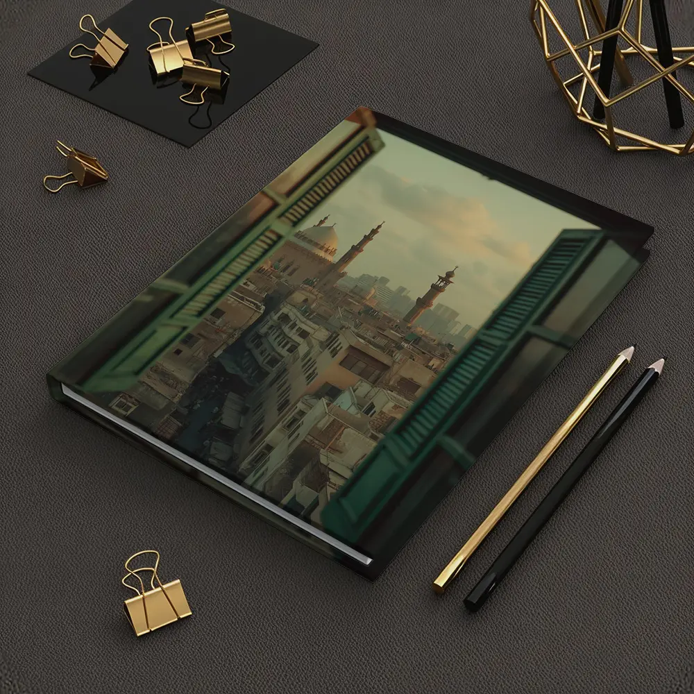 Cairo Mosque Skyline View Through Window – Notebooks