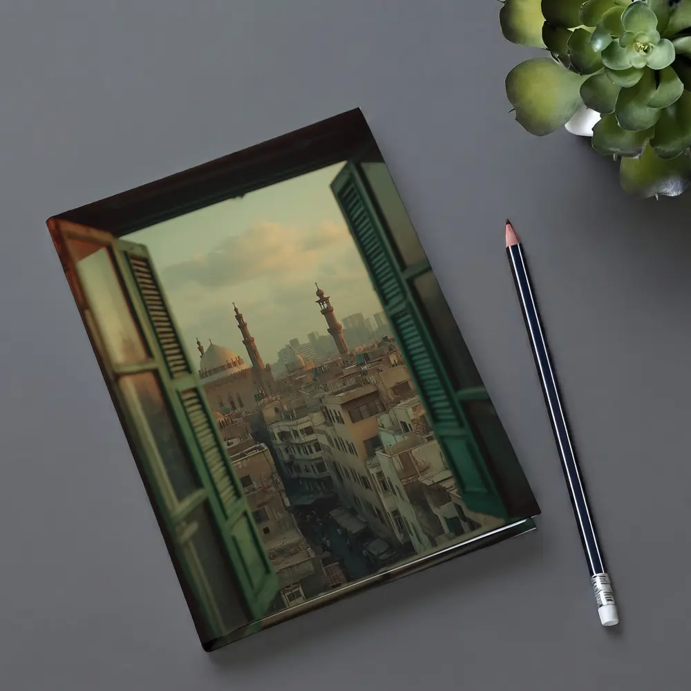 Cairo Mosque Skyline View Through Window – Notebooks