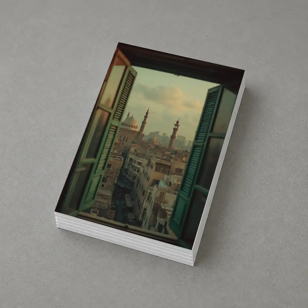 Cairo Mosque Skyline View Through Window – Postcards