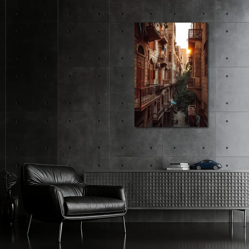 Cairo Old Town Alley Sunset Golden Light – Wall Art