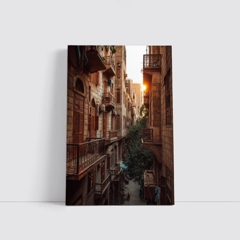 Cairo Old Town Alley Sunset Golden Light – Wall Art