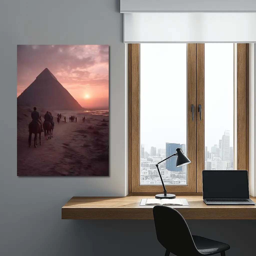 Pyramids of Giza Horseback Riders Sunset – Wall Art