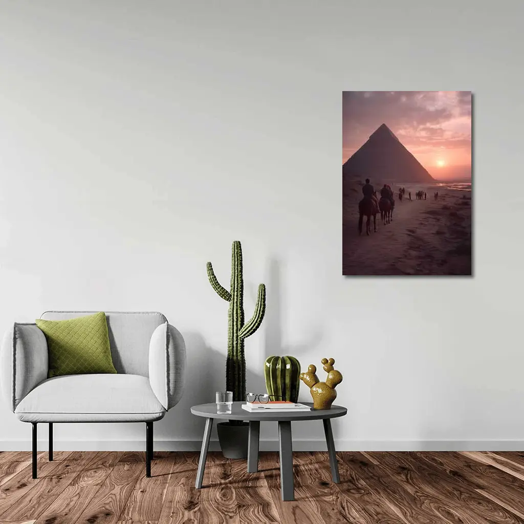 Pyramids of Giza Horseback Riders Sunset – Wall Art