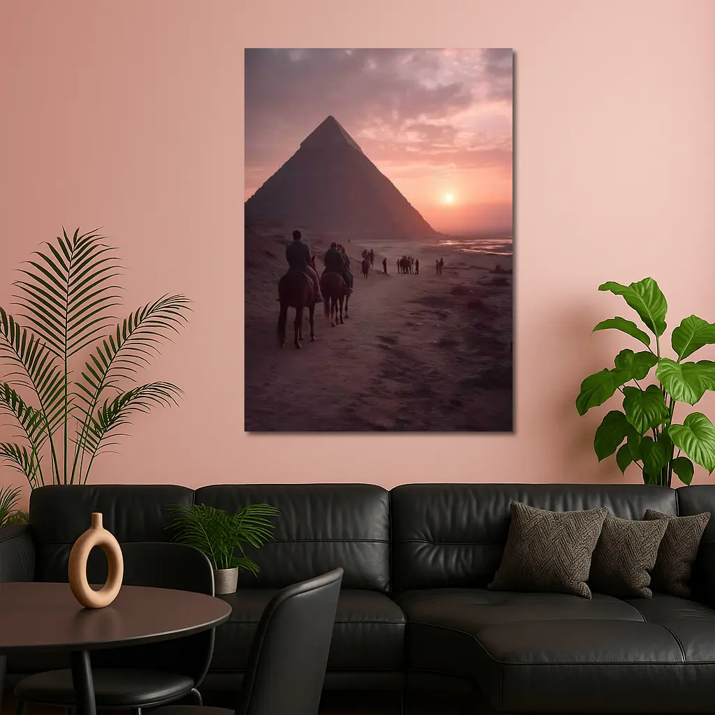 Pyramids of Giza Horseback Riders Sunset – Wall Art
