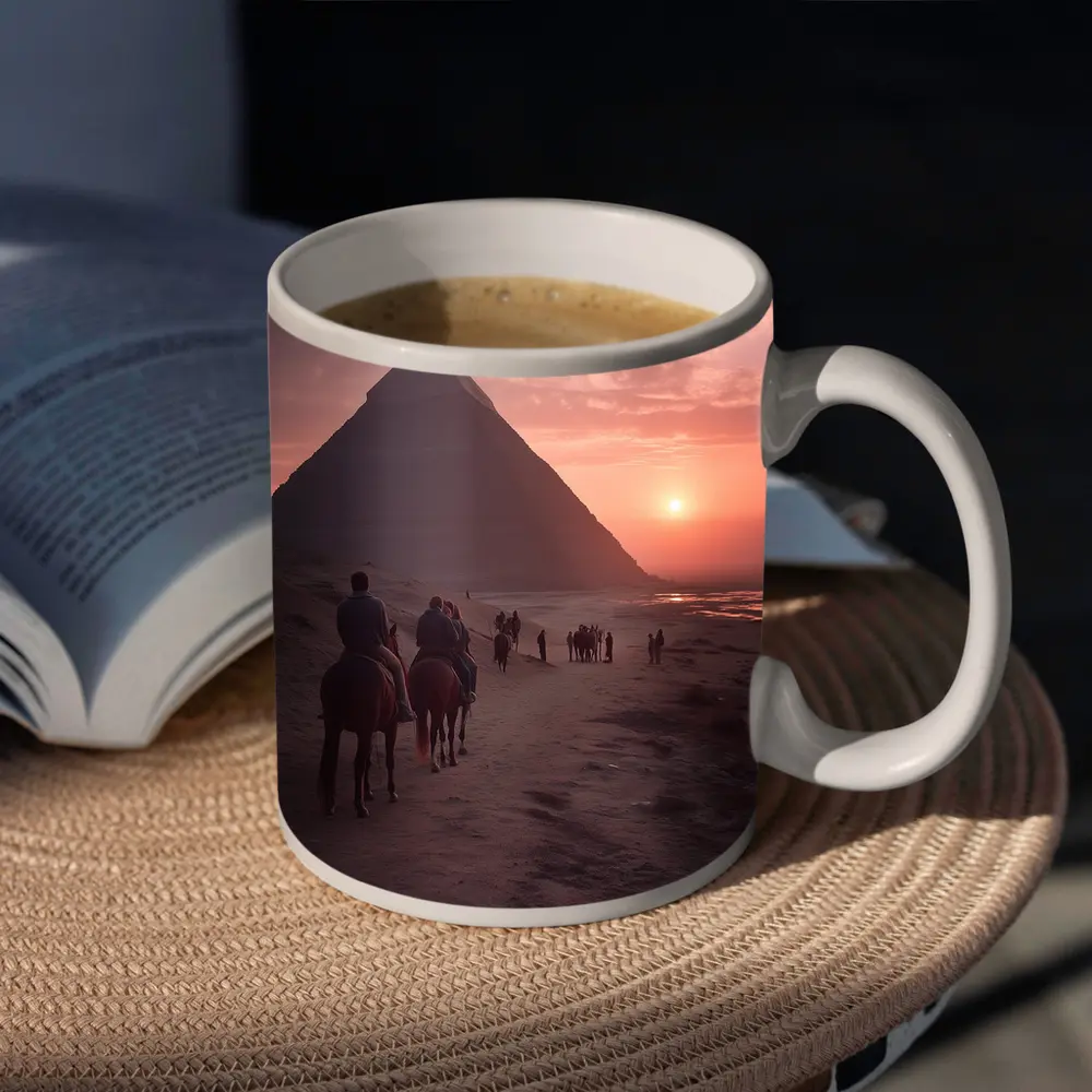 Pyramids of Giza Horseback Riders Sunset – Mugs