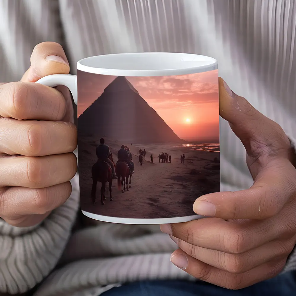 Pyramids of Giza Horseback Riders Sunset – Mugs