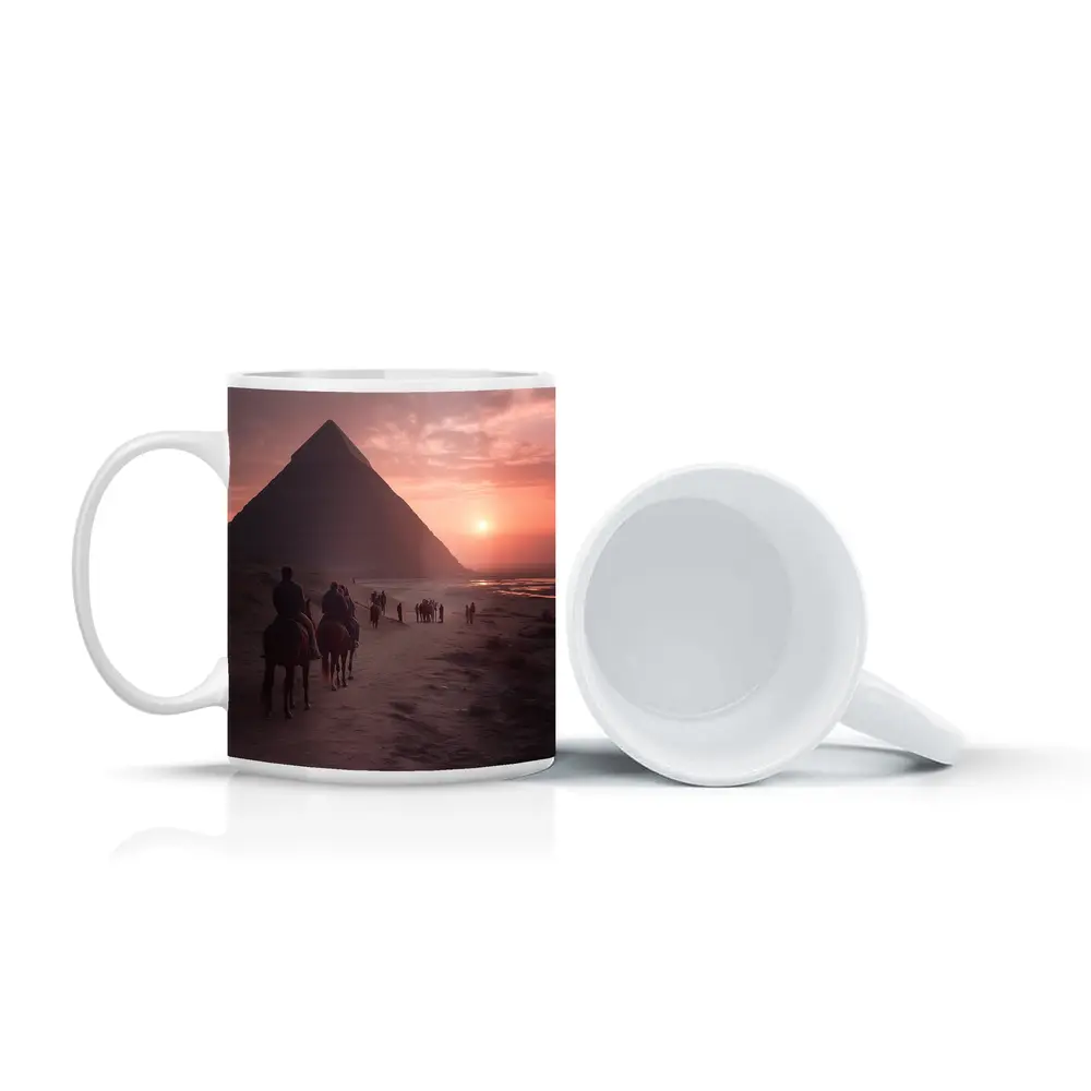 Pyramids of Giza Horseback Riders Sunset – Mugs