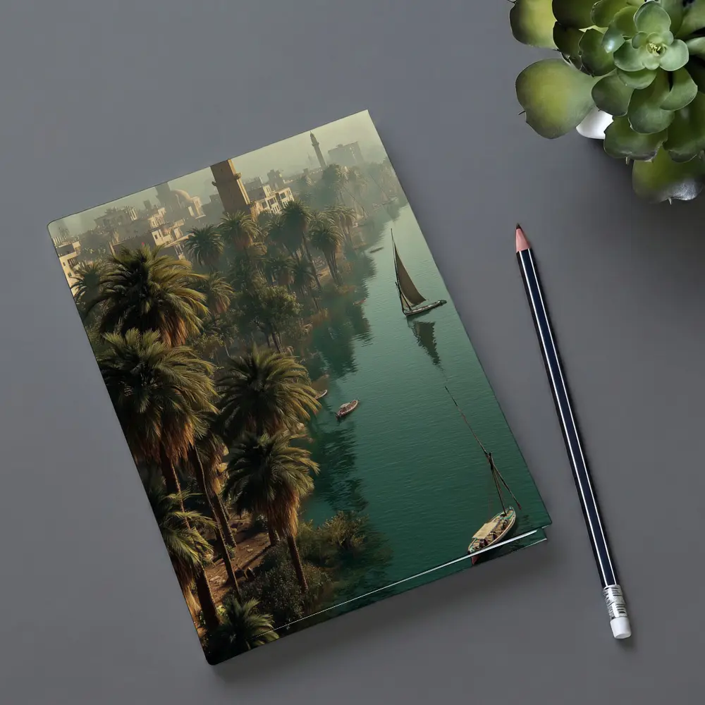 Nile River Cairo Egypt Sailboats Palm Trees – Notebooks