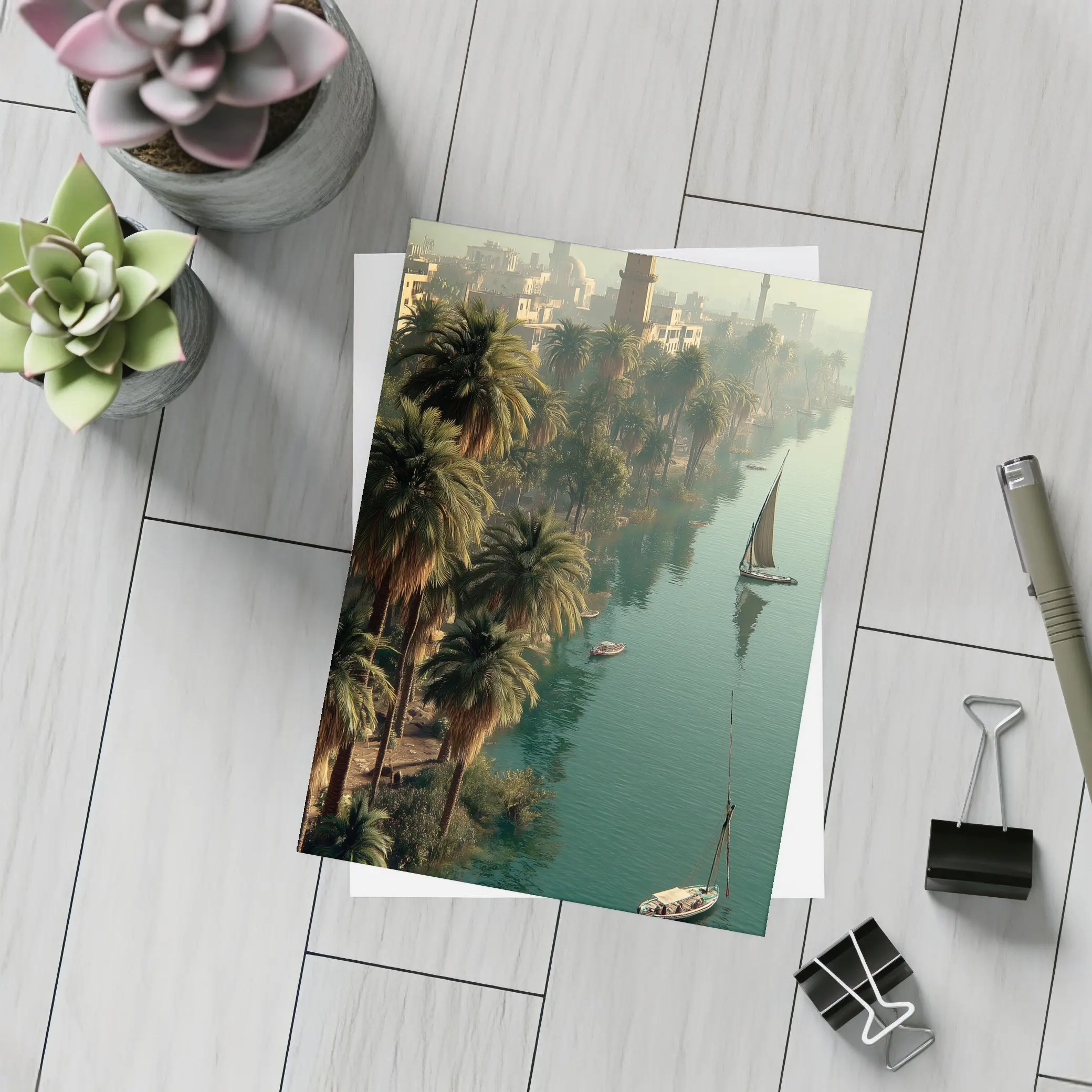 Nile River Cairo Egypt Sailboats Palm Trees – Postcards