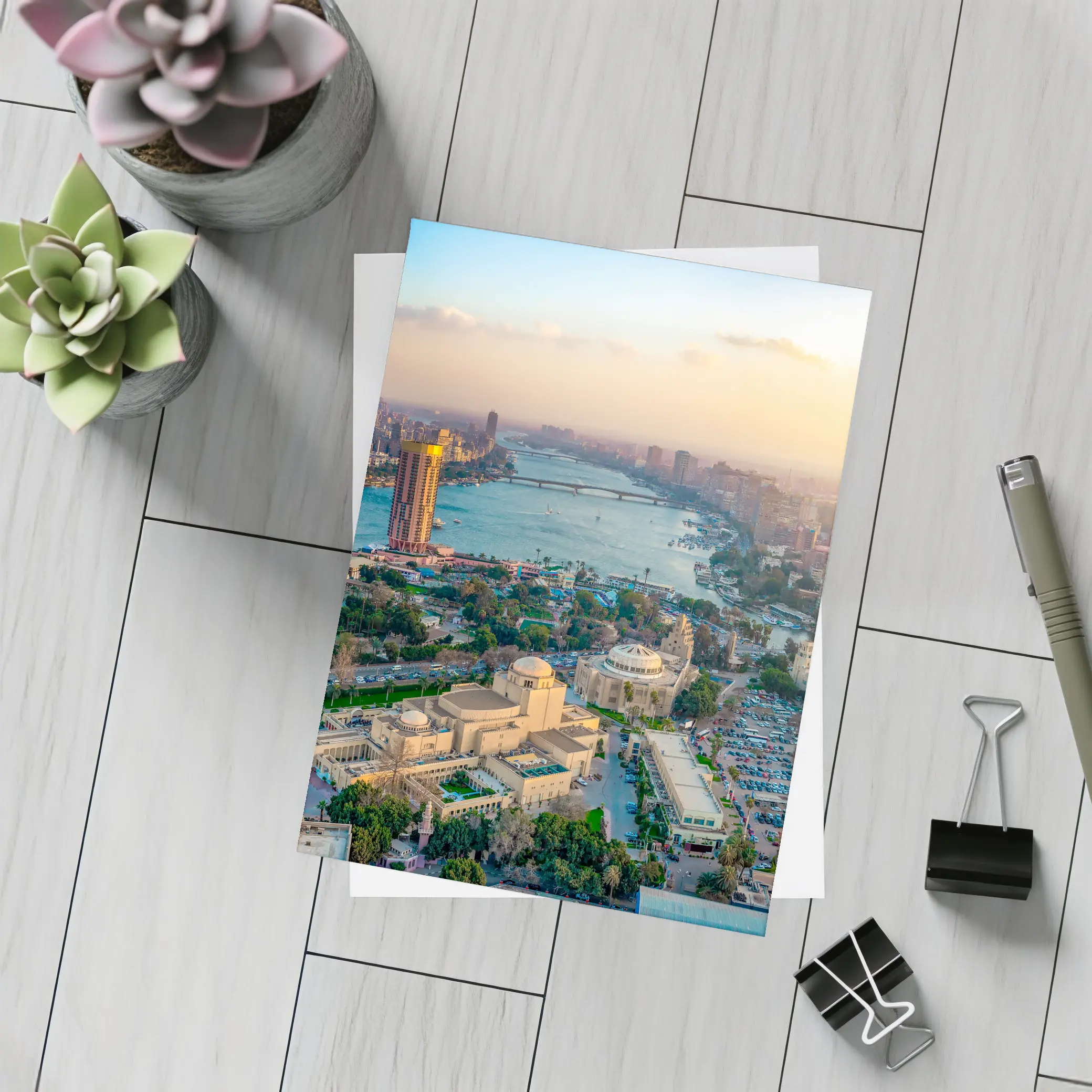 Cairo Egypt Aerial View Nile River – Postcards