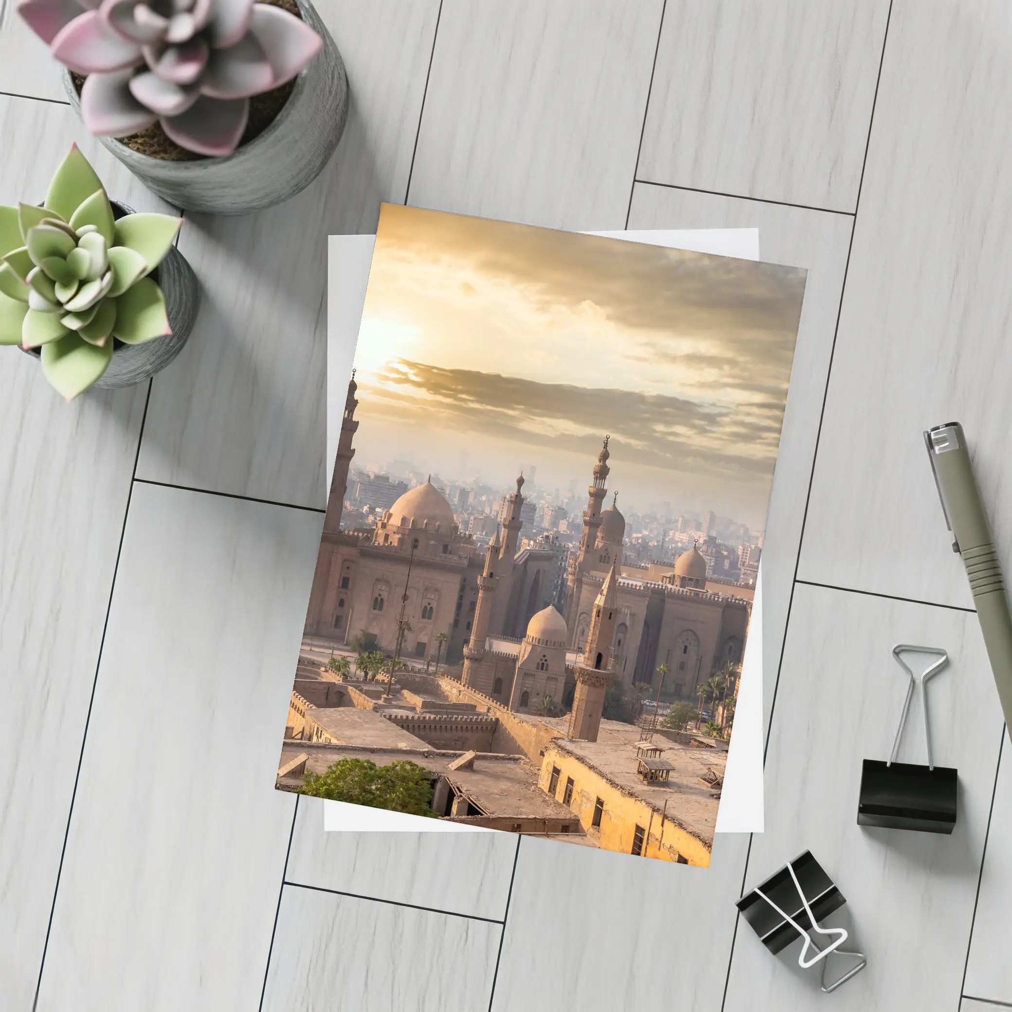Cairo Mosque Skyline Golden Sunset View – Postcards