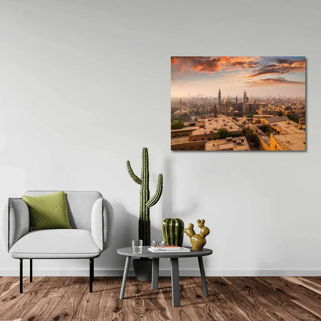 Cairo Egypt Skyline Sunset Mosque View – Wall Art