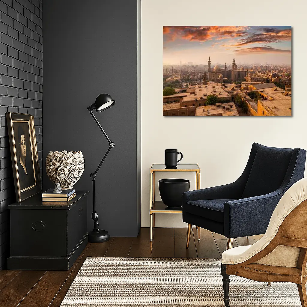 Cairo Egypt Skyline Sunset Mosque View – Wall Art