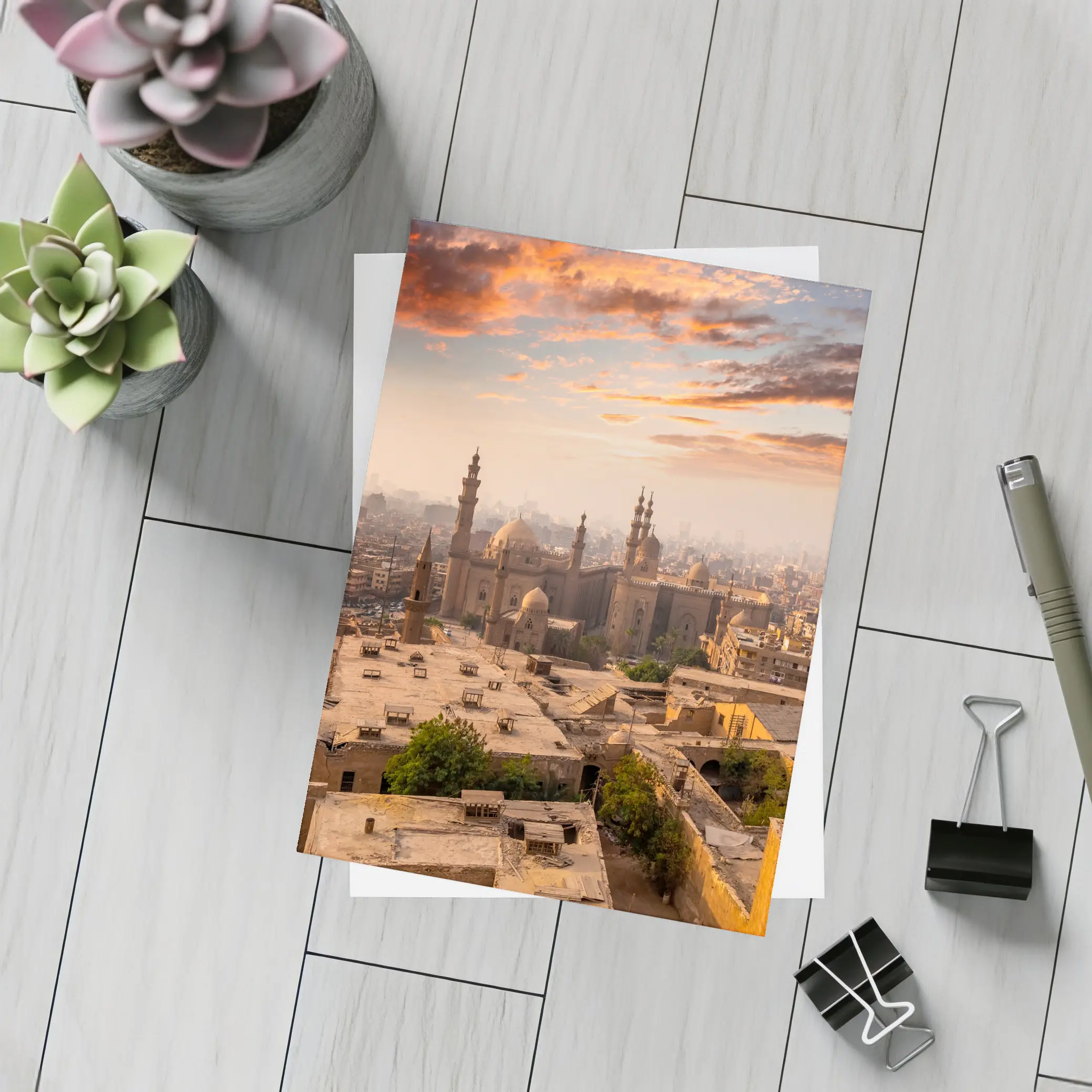 Cairo Egypt Skyline Sunset Mosque View – Postcards
